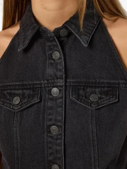 Noisy May Kleider*NMLARDIE SH SLM DENIM DRESS VI588BL NOOS Black Denim