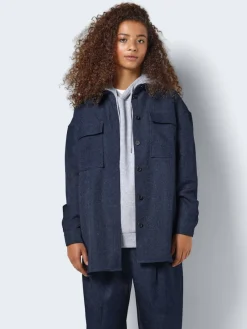 Noisy May Jacken*NMLAYTON FLANNY L/S SHACKET WVN Navy Blazer