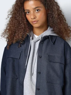 Noisy May Jacken*NMLAYTON FLANNY L/S SHACKET WVN Navy Blazer