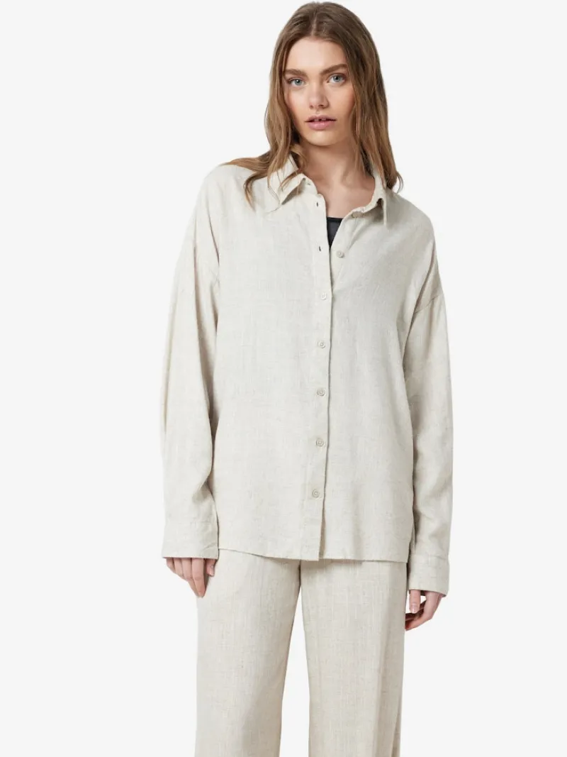 Noisy May Blusen*NMLEILANI L/S LOOSE SHIRT WVN NOOS Natural