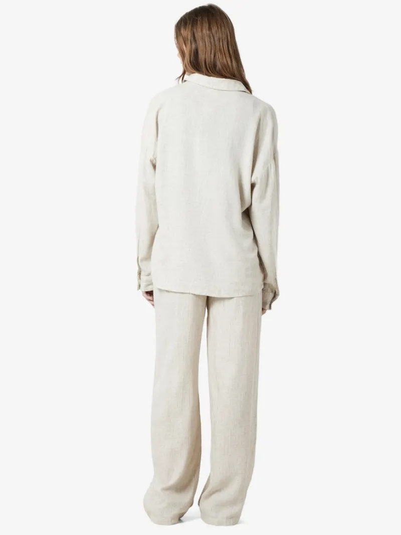 Noisy May Blusen*NMLEILANI L/S LOOSE SHIRT WVN NOOS Natural