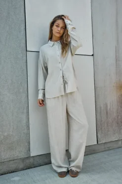 Noisy May Hosen*NMLEILANI NW LOOSE PANTS WVN NOOS Natural