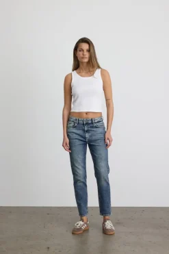 Noisy May Jeans*NMMONI HW STRAGHT ANK JEANS AZ221DB NOOS Dark Blue Denim