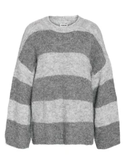 Noisy May Pullover & Sweatshirts*NMSUTTON L/S OVERSIZED KNIT FWD NOOS Light Grey Melange