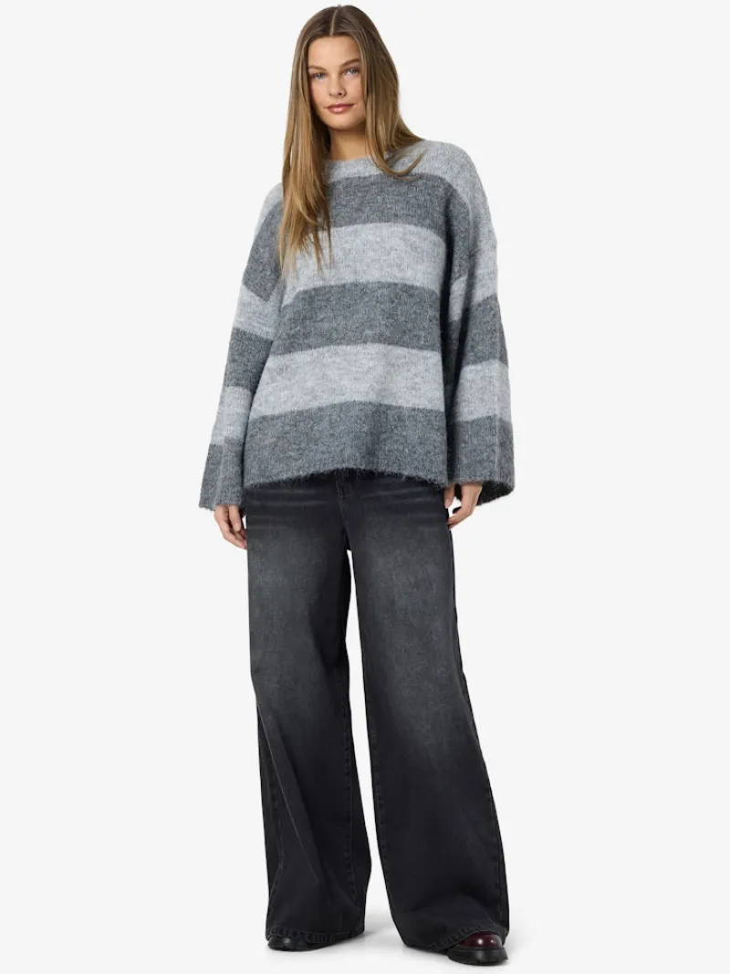 Noisy May Pullover & Sweatshirts*NMSUTTON L/S OVERSIZED KNIT FWD NOOS Light Grey Melange