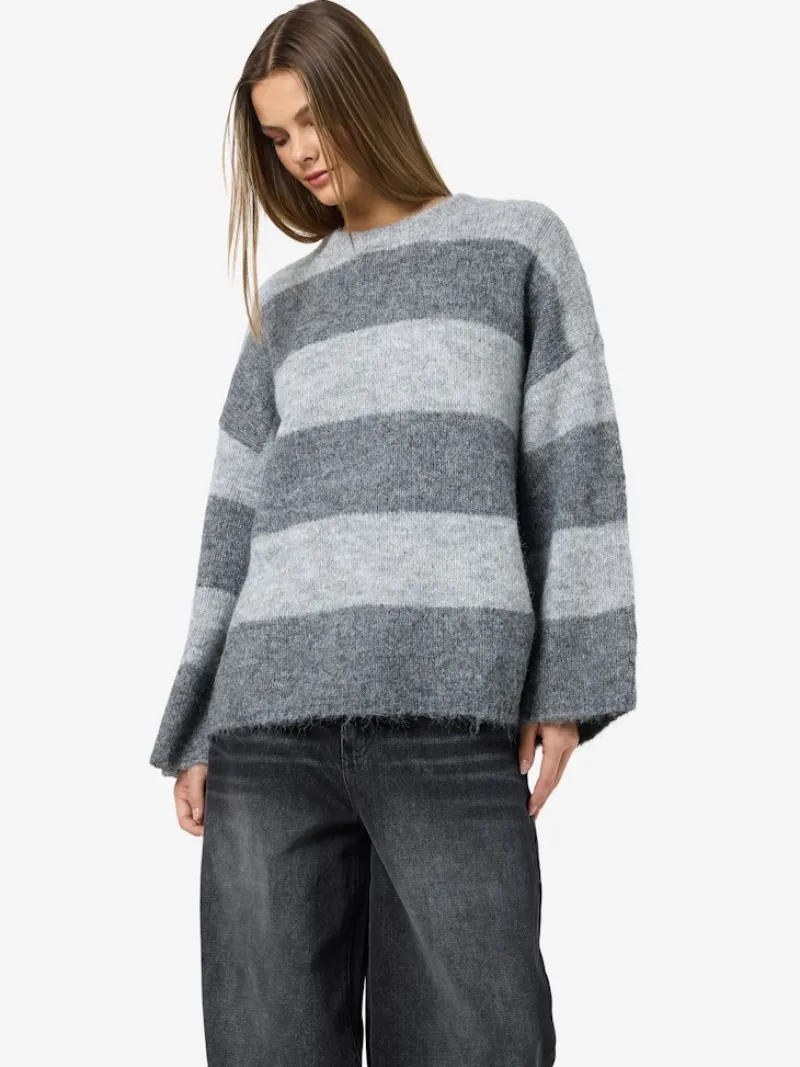 Noisy May Pullover & Sweatshirts*NMSUTTON L/S OVERSIZED KNIT FWD NOOS Light Grey Melange