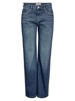 Noisy May Jeans*NMYOLANDA NW WIDE LEG STUD JEANS AZ308MB Medium Blue Denim