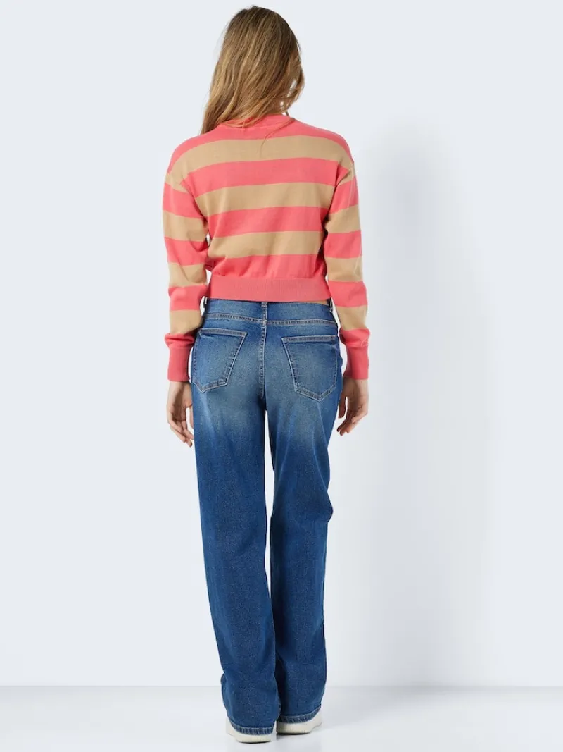 Noisy May Pullover & Sweatshirts*NMZOE L/S O-NECK CROP KNIT NOOS Sun Kissed Coral