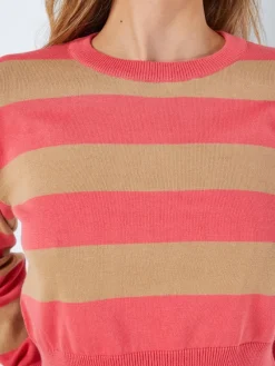 Noisy May Pullover & Sweatshirts*NMZOE L/S O-NECK CROP KNIT NOOS Sun Kissed Coral