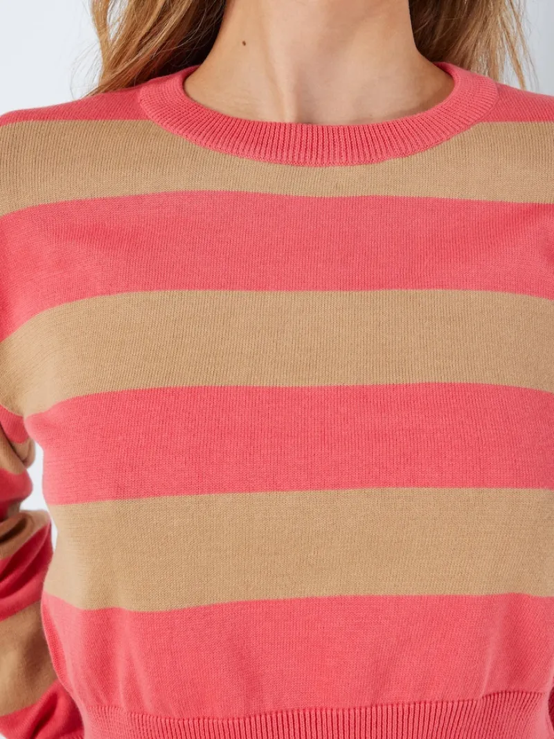 Noisy May Pullover & Sweatshirts*NMZOE L/S O-NECK CROP KNIT NOOS Sun Kissed Coral