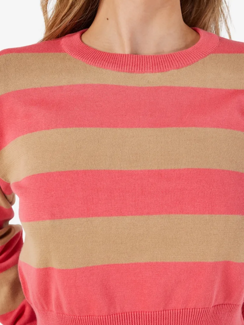 Noisy May Pullover & Sweatshirts*NMZOE L/S O-NECK CROP KNIT NOOS Sun Kissed Coral