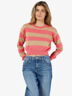 Noisy May Pullover & Sweatshirts*NMZOE L/S O-NECK CROP KNIT NOOS Sun Kissed Coral