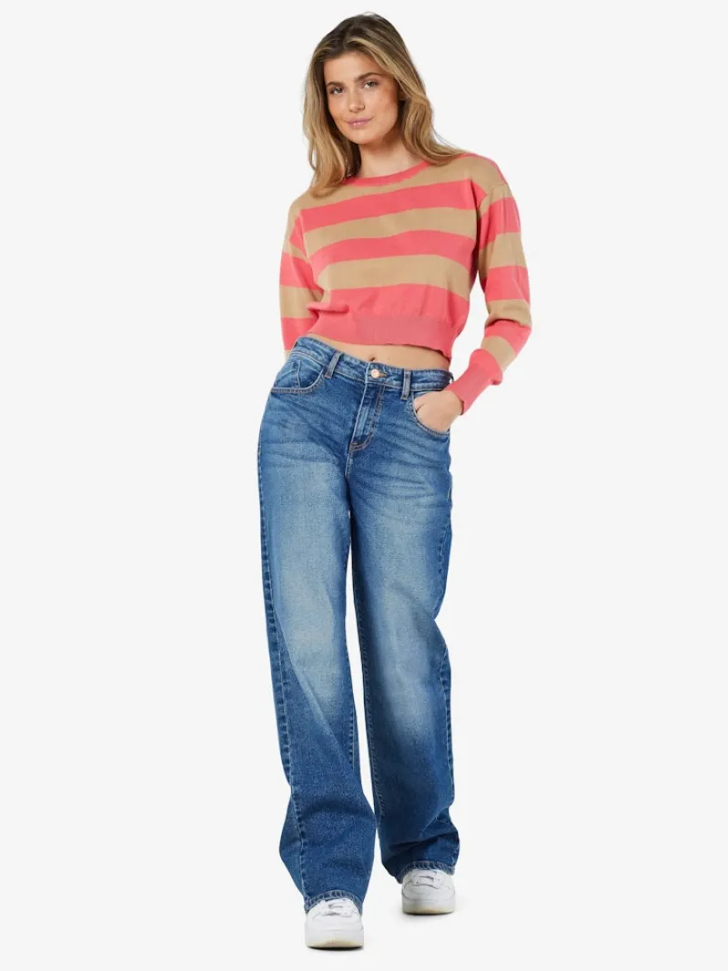 Noisy May Pullover & Sweatshirts*NMZOE L/S O-NECK CROP KNIT NOOS Sun Kissed Coral