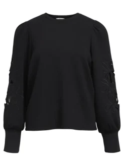 Object Pullover & Sweatshirts*OBJANDREA RE L/S O-NECK CUTOUT TOP DIV Black