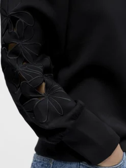 Object Pullover & Sweatshirts*OBJANDREA RE L/S O-NECK CUTOUT TOP DIV Black