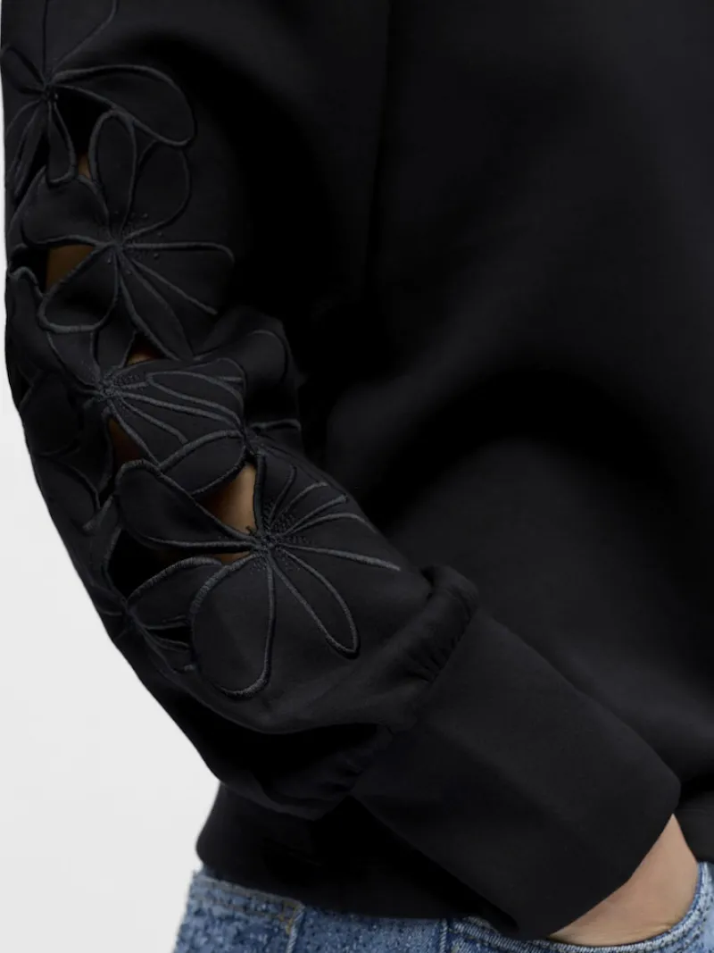 Object Pullover & Sweatshirts*OBJANDREA RE L/S O-NECK CUTOUT TOP DIV Black