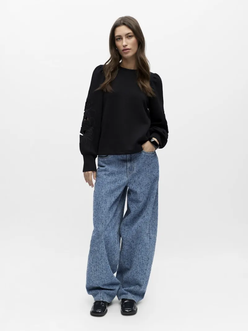 Object Pullover & Sweatshirts*OBJANDREA RE L/S O-NECK CUTOUT TOP DIV Black