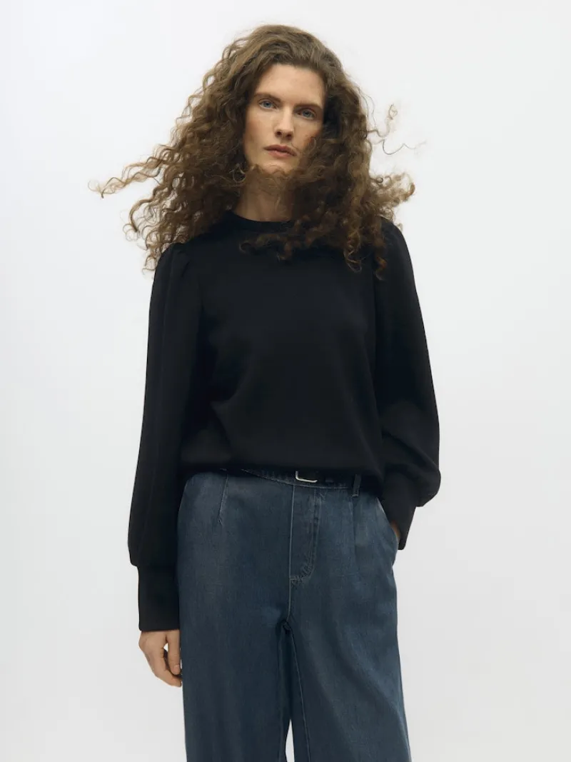 Object Pullover & Sweatshirts*OBJANDREA RE L/S O-NECK TOP NOOS Black