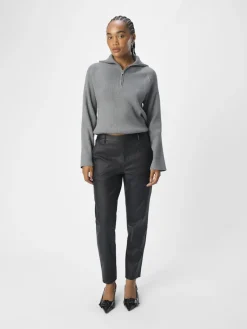 Object Hosen*OBJBELLE LISA COATED PANT NOOS Black