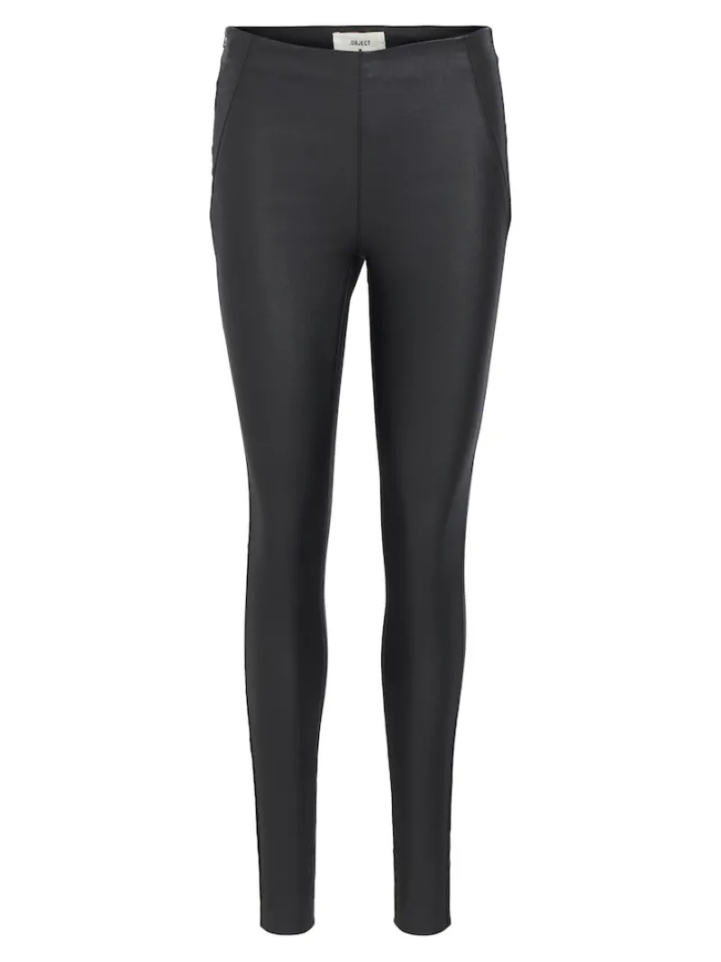 Object Hosen*OBJBELLE MW COATED LEGGINGS NOOS Black