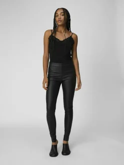 Object Hosen*OBJBELLE MW COATED LEGGINGS NOOS Black