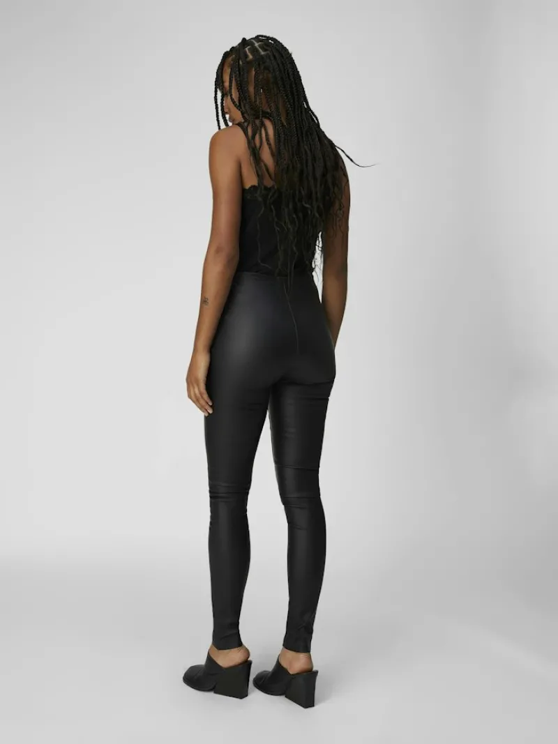 Object Hosen*OBJBELLE MW COATED LEGGINGS NOOS Black