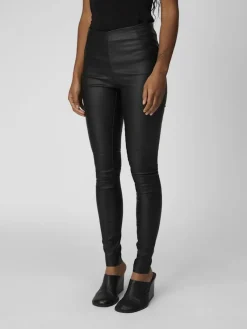 Object Hosen*OBJBELLE MW COATED LEGGINGS NOOS Black