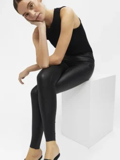 Object Hosen*OBJBELLE MW COATED LEGGINGS NOOS Black
