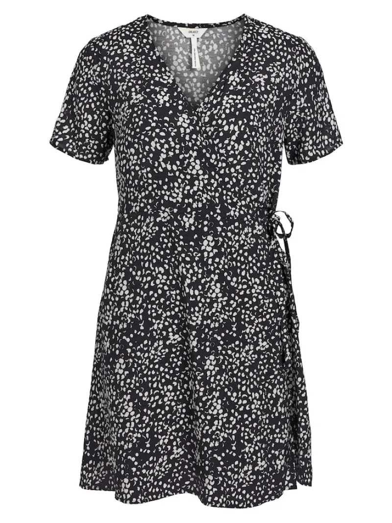 Object Kleider*OBJCAMILLA S/S SHORT WRAP DRESS PB14 Black