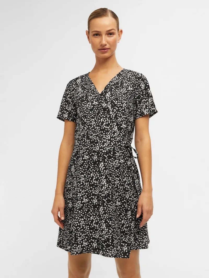 Object Kleider*OBJCAMILLA S/S SHORT WRAP DRESS PB14 Black
