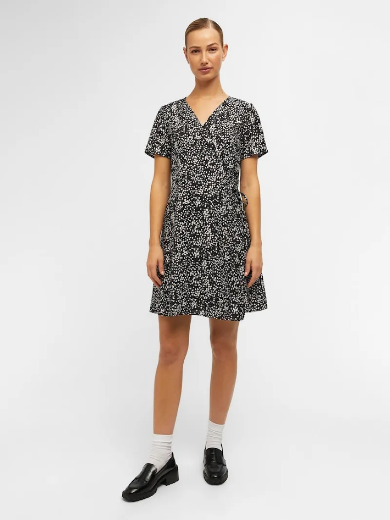 Object Kleider*OBJCAMILLA S/S SHORT WRAP DRESS PB14 Black