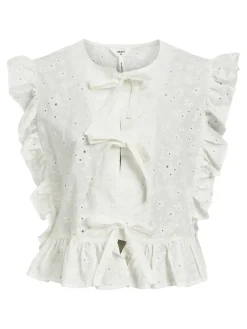 Object Blusen*OBJCILIE S/L TOP REP Cloud Dancer