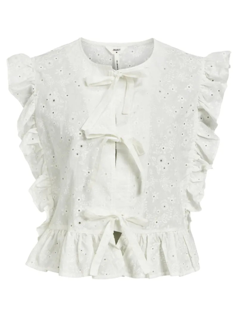 Object Blusen*OBJCILIE S/L TOP REP Cloud Dancer