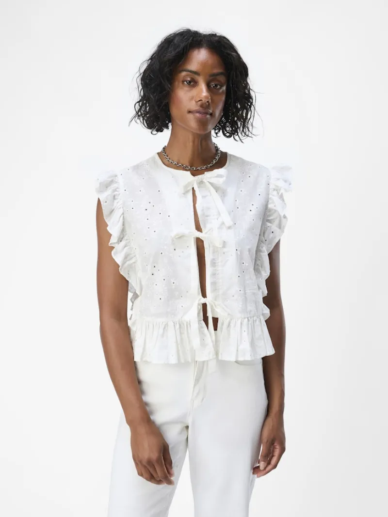 Object Blusen*OBJCILIE S/L TOP REP Cloud Dancer