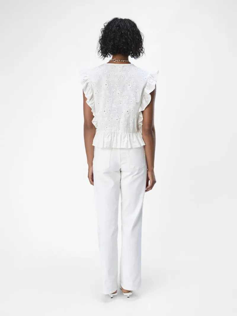 Object Blusen*OBJCILIE S/L TOP REP Cloud Dancer