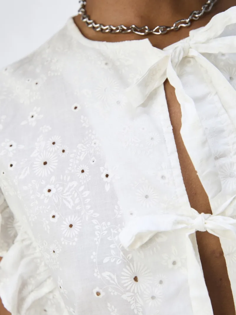 Object Blusen*OBJCILIE S/L TOP REP Cloud Dancer