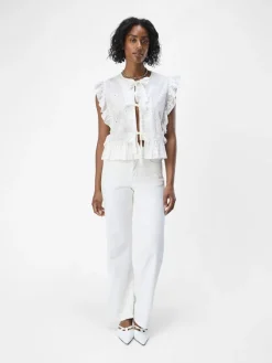 Object Blusen*OBJCILIE S/L TOP REP Cloud Dancer