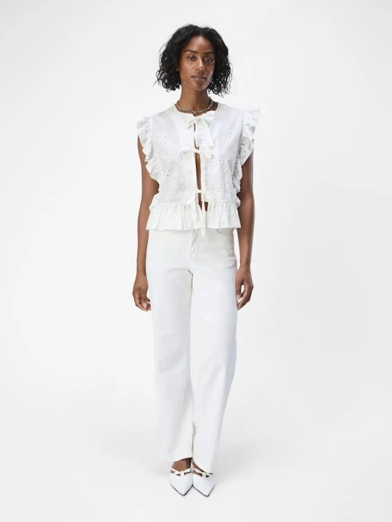 Object Blusen*OBJCILIE S/L TOP REP Cloud Dancer