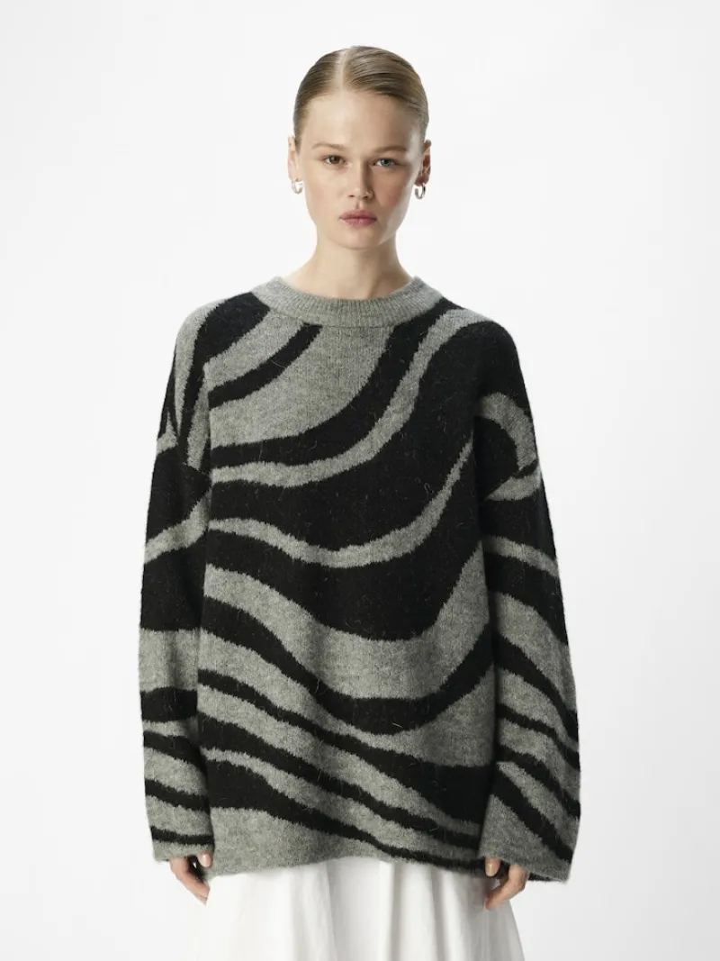 Object Pullover & Sweatshirts*OBJDIANA LO L/S KNIT PULLOVER NOOS Medium Grey Melange