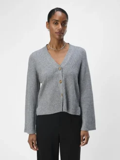 Object Pullover & Sweatshirts*OBJDITTE RE L/S KNIT CARDIGAN NOOS Medium Grey Melange