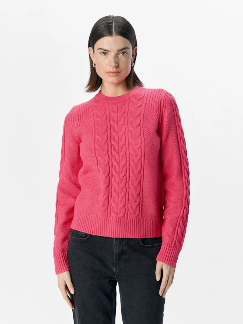 Object Pullover & Sweatshirts*OBJDORIS RE L/S KNIT PULLOVER NOOS hot pink