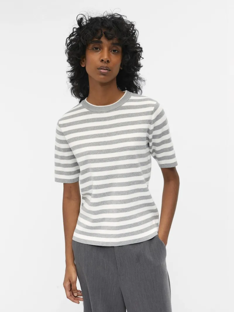 Object Pullover & Sweatshirts*OBJESTER S/S NEW KNIT PULLOVER NOOS Light Grey Melange