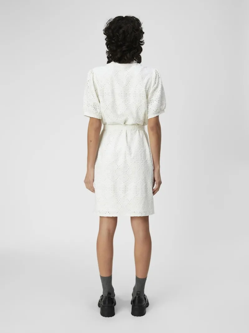 Object Kleider*OBJFEODORA S/S SHORT DRESS NOOS Cloud Dancer