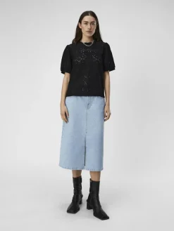 Object Blusen*OBJFEODORA S/S TOP NOOS Black