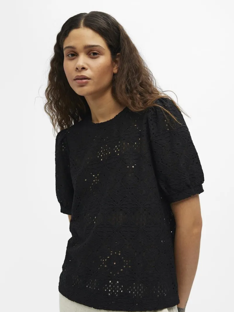 Object Blusen*OBJFEODORA S/S TOP NOOS Black