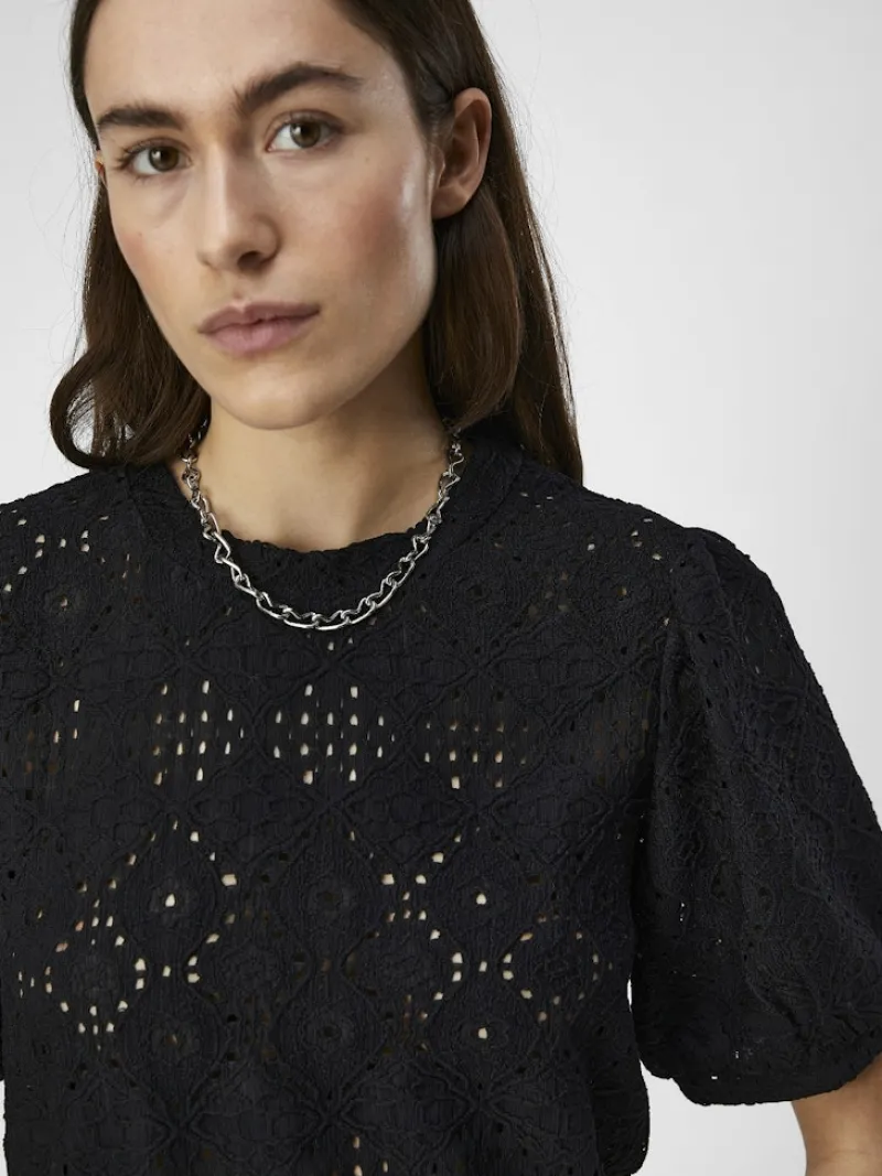 Object Blusen*OBJFEODORA S/S TOP NOOS Black