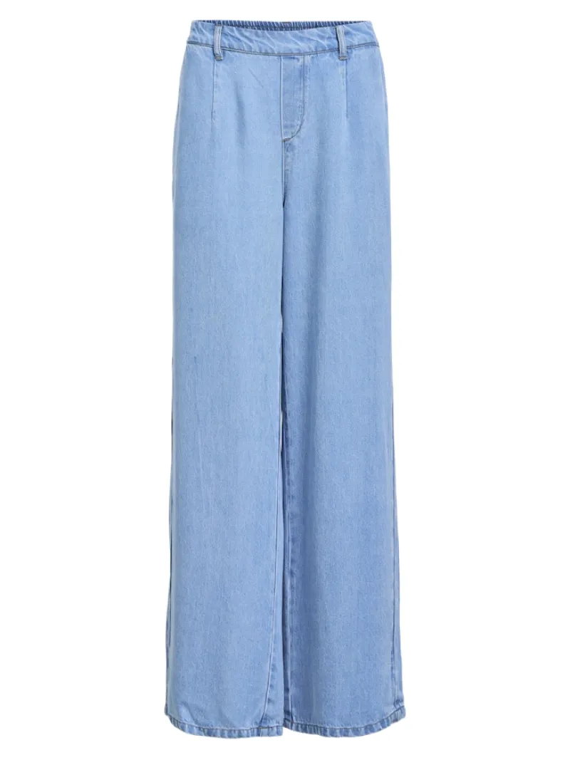 Object Hosen*OBJFRAME LISA WIDE MW PANT NOOS Light Blue Denim