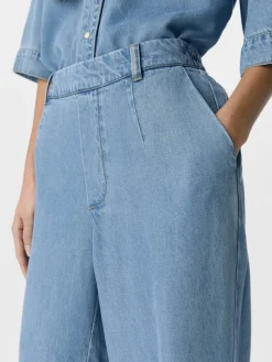 Object Hosen*OBJFRAME LISA WIDE MW PANT NOOS Light Blue Denim