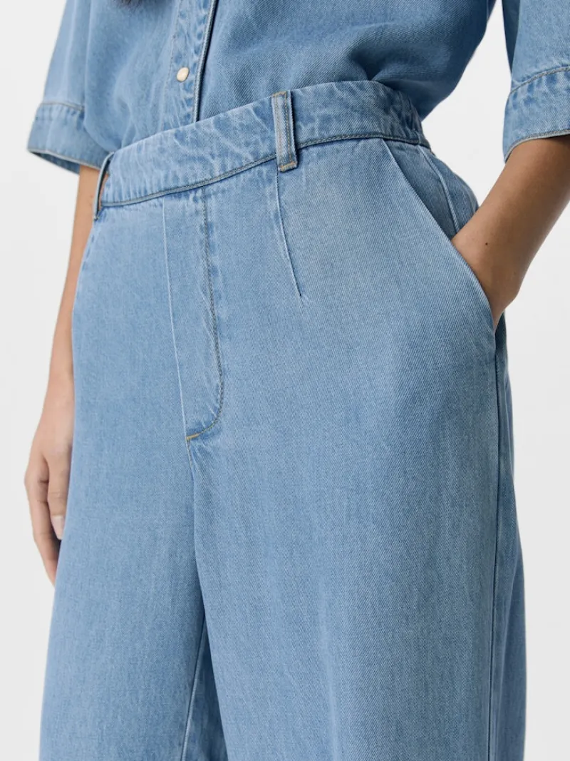 Object Hosen*OBJFRAME LISA WIDE MW PANT NOOS Light Blue Denim