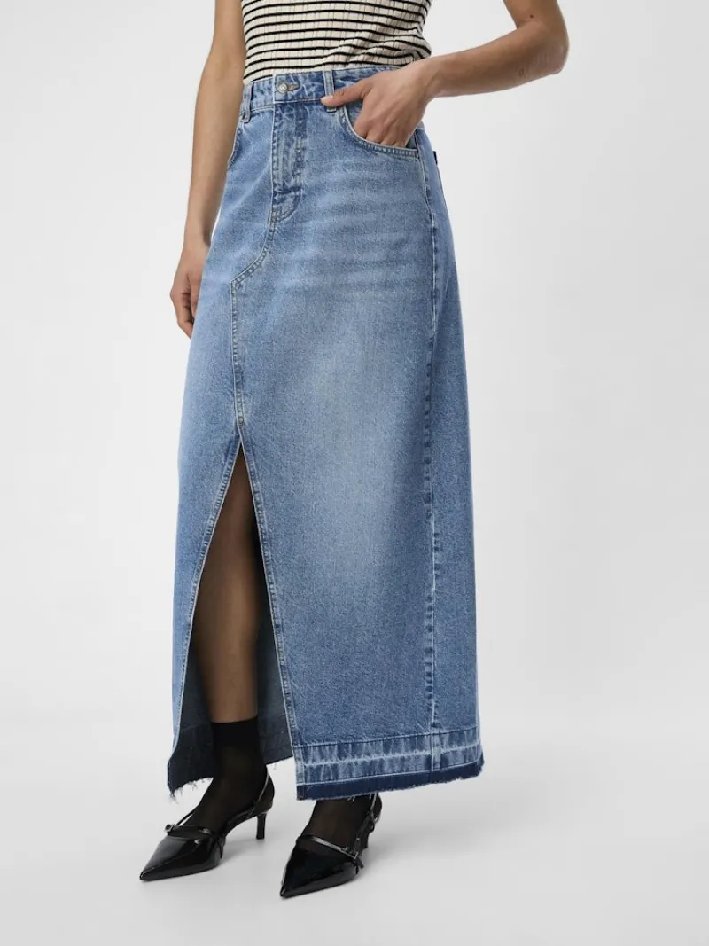 Object Röcke*OBJHARPER HW DENIM SKIRT 132 Medium Blue Denim